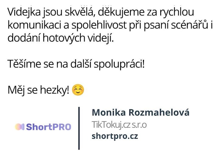 Ověřená reference klienta UGC Studia
